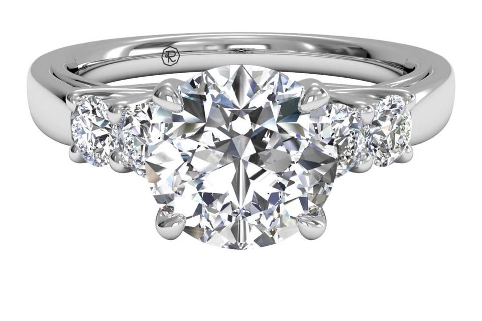 10612	Ritani	10612	<br>	French-Set Halo Diamond 'V' Band Engagement Ring in 14kt White Gold (0.23 CTW)