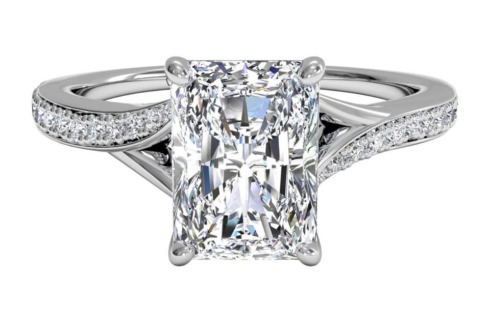 10605	Ritani	10605	<br>	Modern Bypass Micropave Diamond Band Engagement Ring in 14kt White Gold (0.19 CTW)