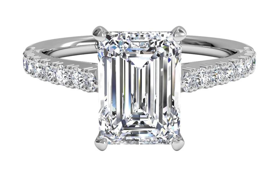 10598	Ritani	10598	<br>	French-Set Diamond Band Engagement Ring in 14kt White Gold (0.23 CTW)