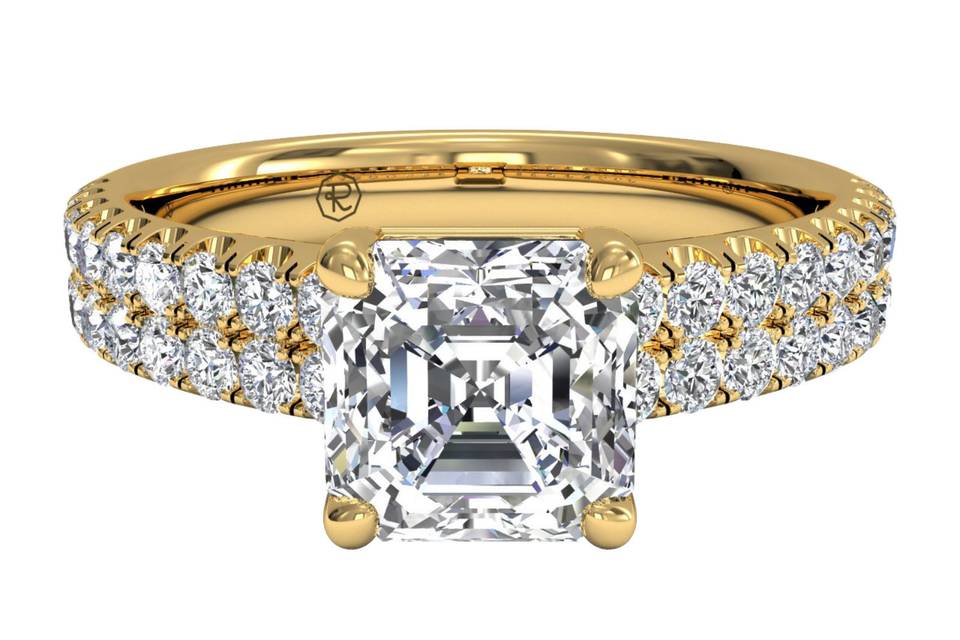 Ritani	6803	<br>	Double French-Set Band Engagement Ring in 18kt Yellow Gold (0.59 CTW)