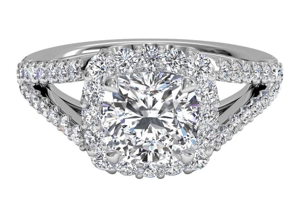 Ritani	6349	<br>	Cushion Halo Diamond 'V' Band Engagement Ring in Palladium (0.50 CTW)