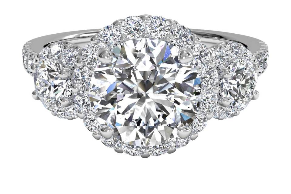 Ritani	6349	<br>	Cushion Halo Diamond 'V' Band Engagement Ring in Palladium (0.50 CTW)