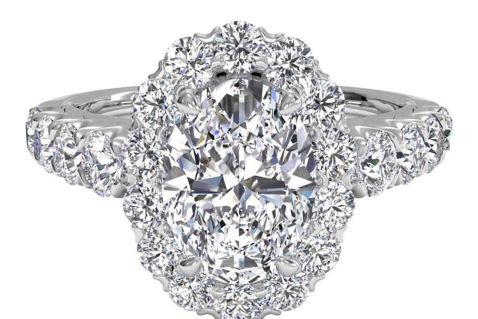 Ritani	6344	<br>	Three-Stone Halo Diamond Engagement Ring in Palladium (0.75 CTW)