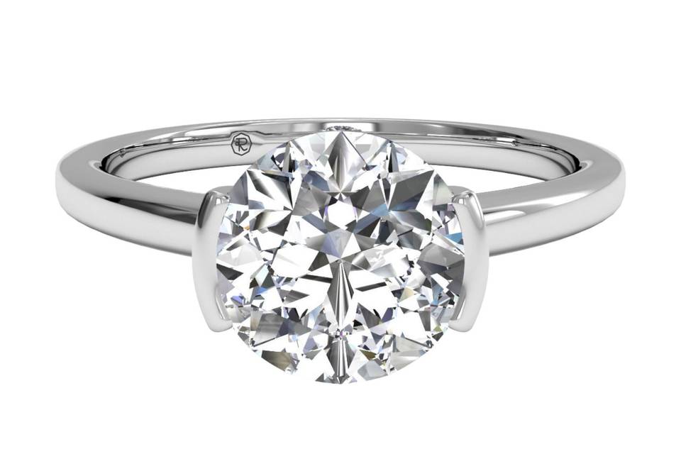 Ritani	6321	<br>	Solitaire Semi-Bezel-Set Diamond Engagement Ring in Platinum