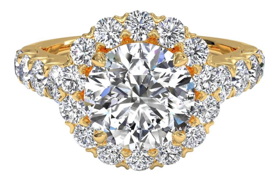 Ritani	6306	<br>	Masterwork Halo Diamond Band Engagement Ring in 18kt Yellow Gold (0.75 CTW)