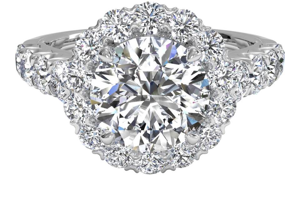 Ritani	6270	<br>	Masterwork Halo Diamond Band Engagement Ring in 14kt White Gold (0.75 CTW)