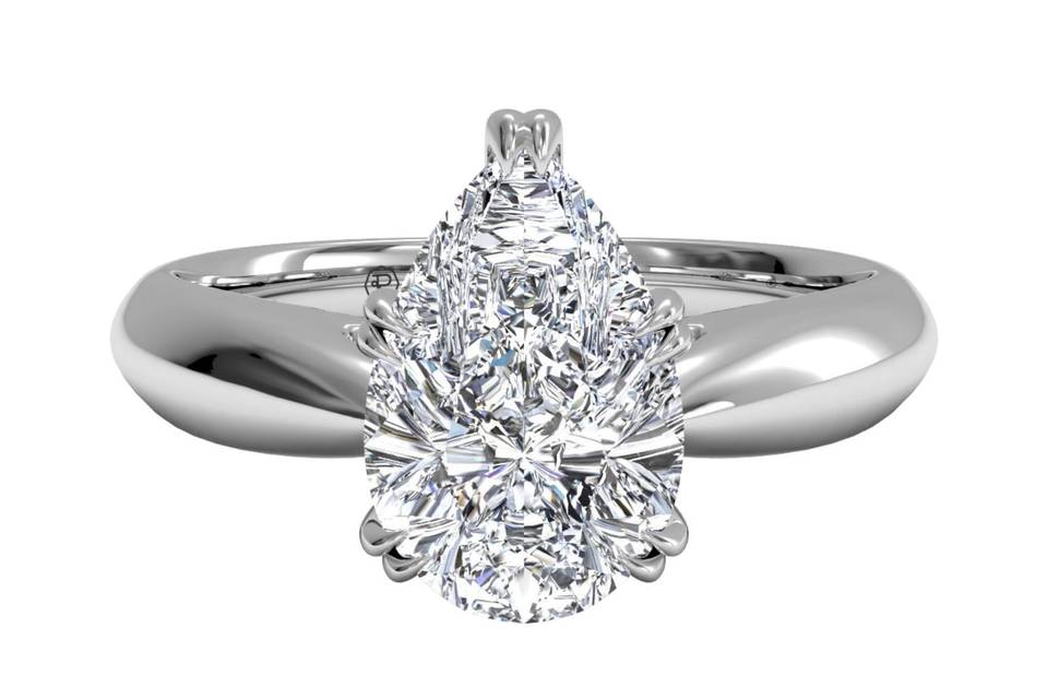 Ritani	5732	<br>	Solitaire Diamond Tulip Cathedral Engagement Ring in Platinum for a Pear Center Stone