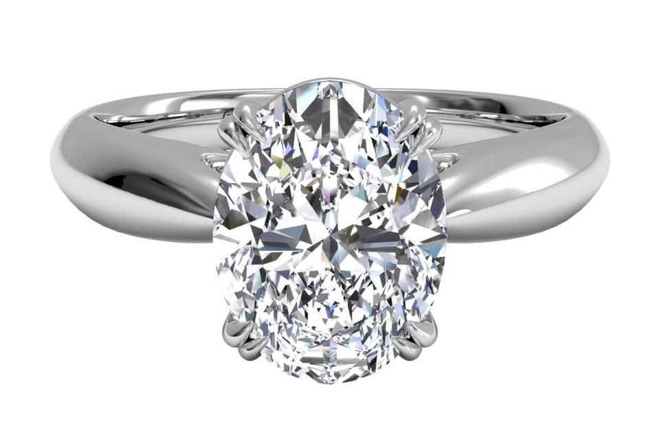Ritani	5720	<br>	Solitaire Diamond Tulip Cathedral Engagement Ring in Platinum for an Oval Center Stone