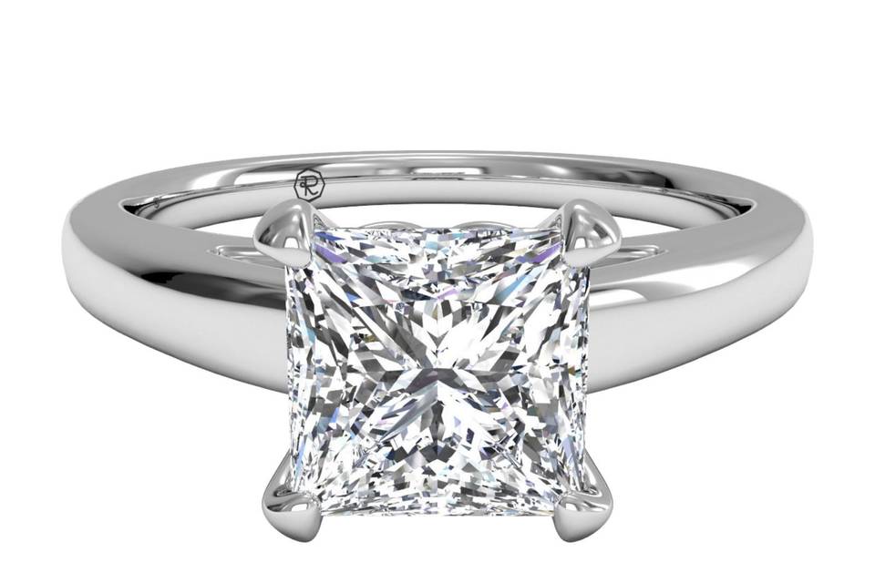 Ritani	5322	<br>	Micropave Diamond Band Engagement Ring with Surprise Diamonds in 14kt White Gold (0.17 CTW)