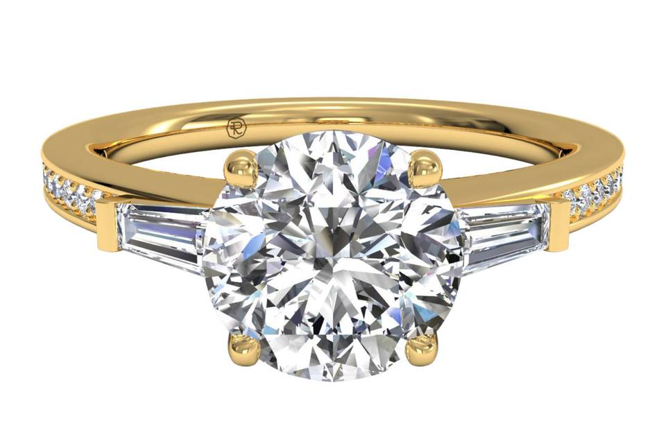 Ritani	5262	<br>	Masterwork Cushion Halo Vaulted Milgrain Diamond Engagement Ring with Surprise Diamonds in 18kt Yellow Gold (0.46 CTW)