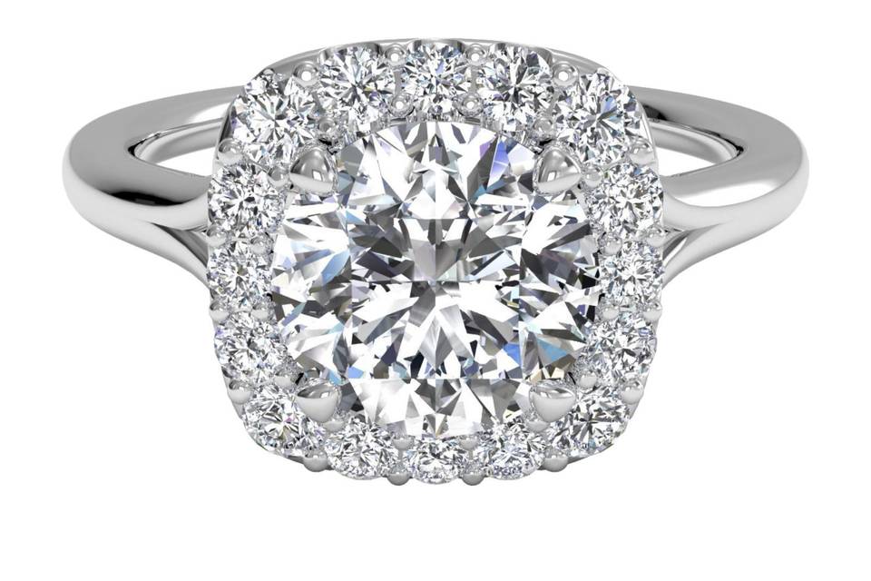 Ritani	4774	<br>	French-Set Halo Diamond Engagement Ring in Palladium (0.20 CTW)