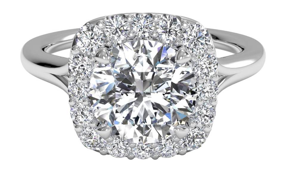 Ritani	4855	<br>	Vintage Halo Micropave Diamond Band Engagement Ring in Palladium (0.30 CTW) for a Cushion Center Stone