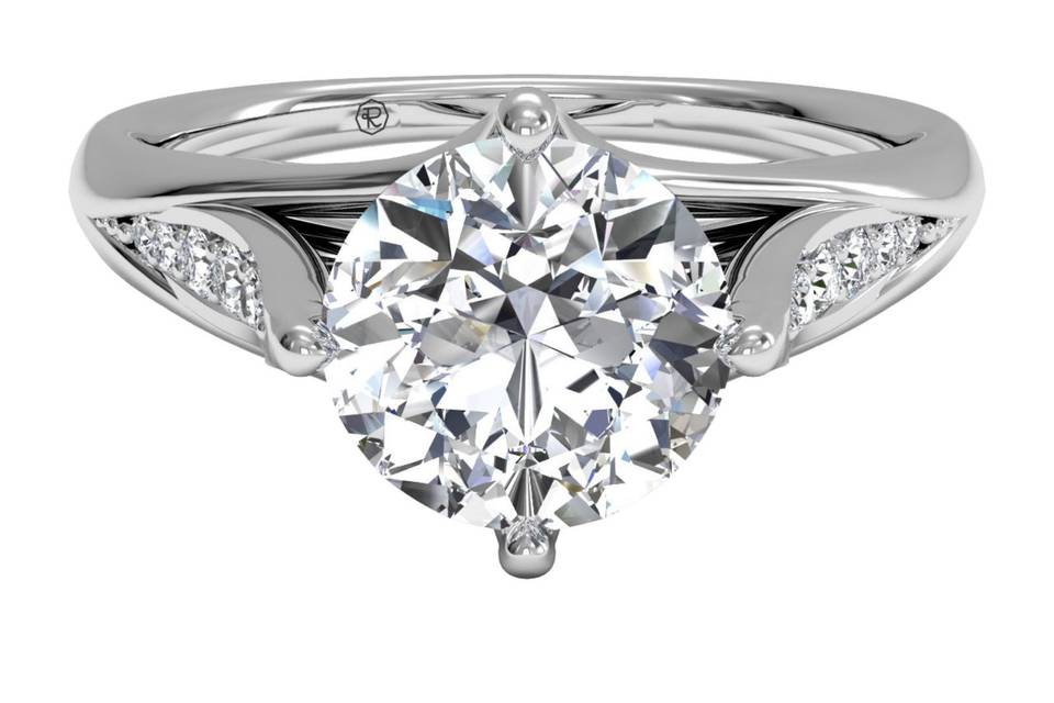 Ritani	4592	<br>	Vintage Tulip Diamond Band Engagement Ring in 18kt White Gold (0.08 CTW)