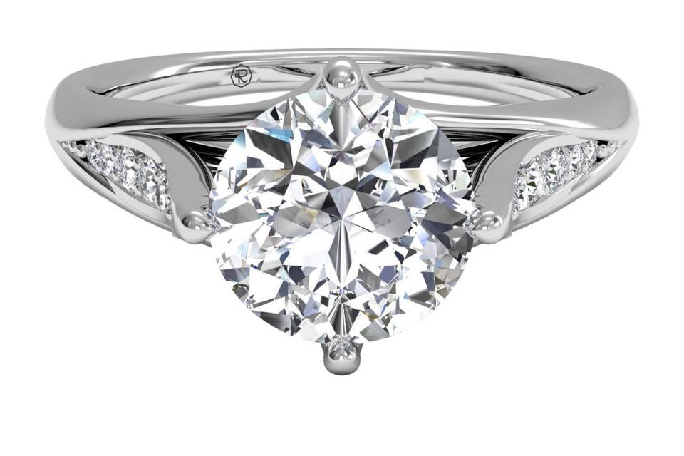 Ritani	4639	<br>	Modern Bypass Micropave Diamond Band Engagement Ring in 18kt White Gold (0.19 CTW)