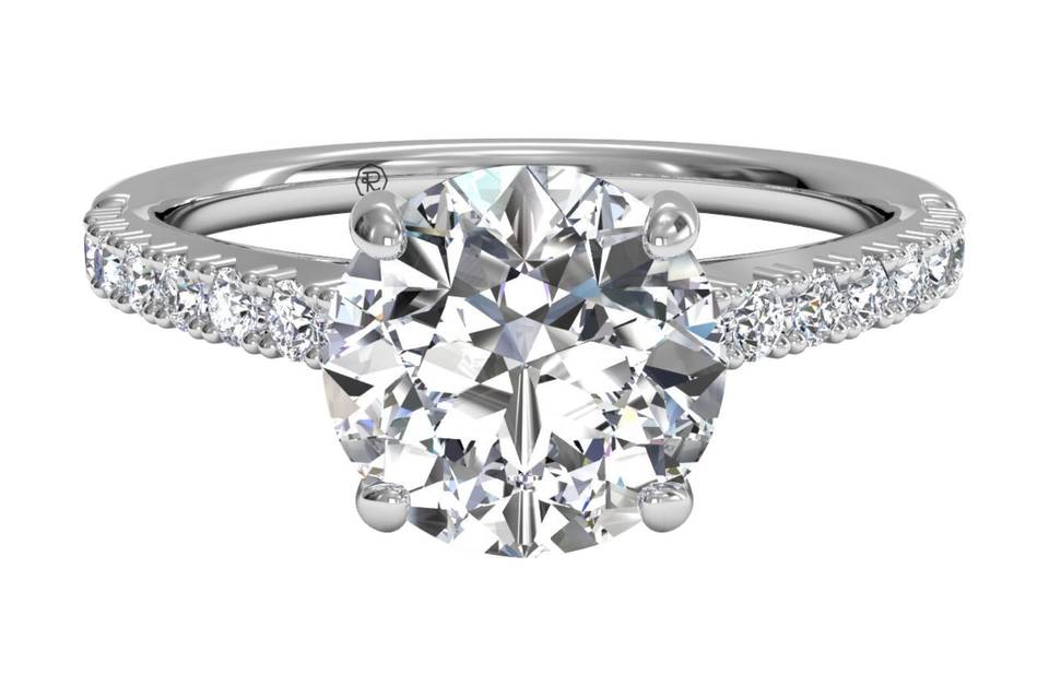 Ritani	4561	<br>	French-Set Diamond Band Engagement Ring in 18kt White Gold (0.23 CTW)