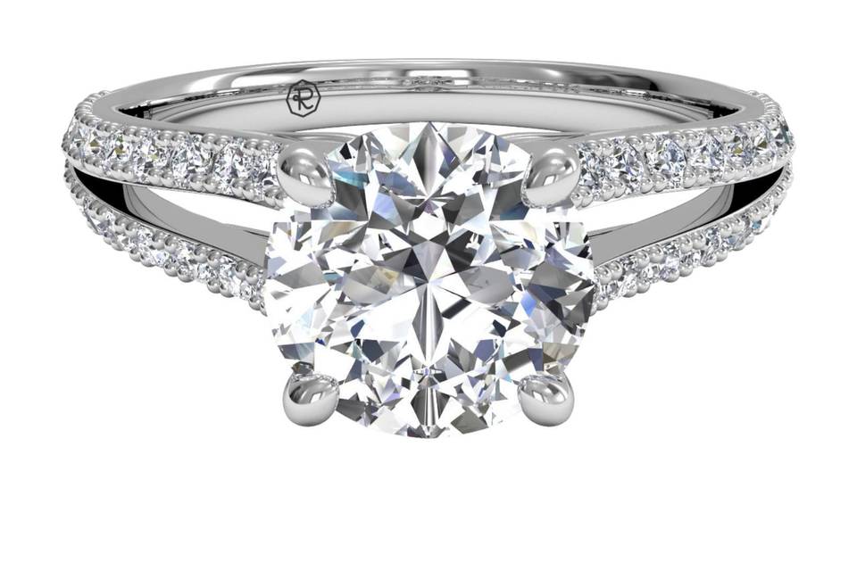 Ritani	4561	<br>	French-Set Diamond Band Engagement Ring in 18kt White Gold (0.23 CTW)