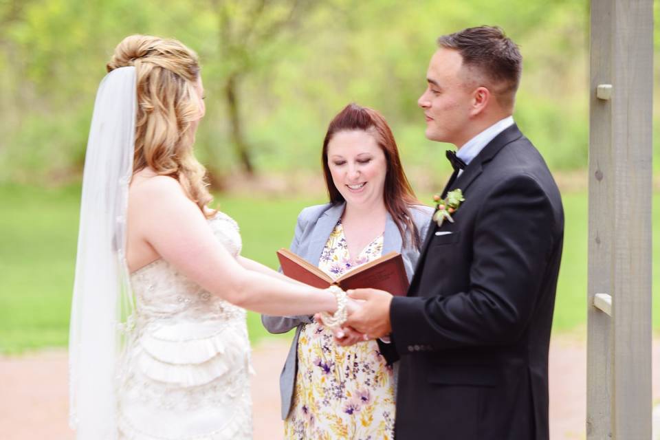 Couple exchanging vows