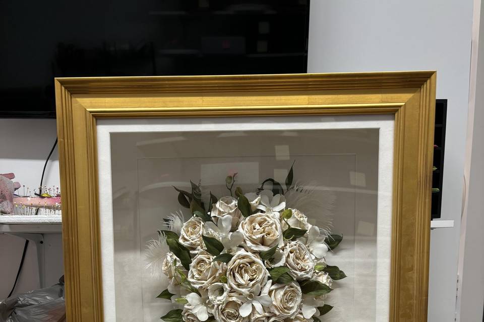 Cascading Bouquet in Shadowbox