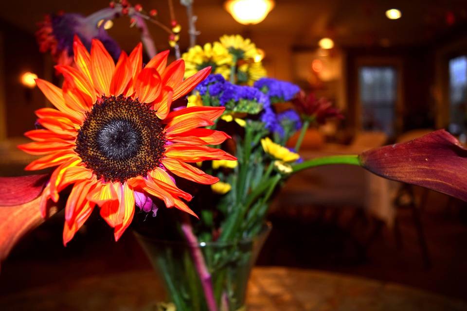 Table setup with centerpiece