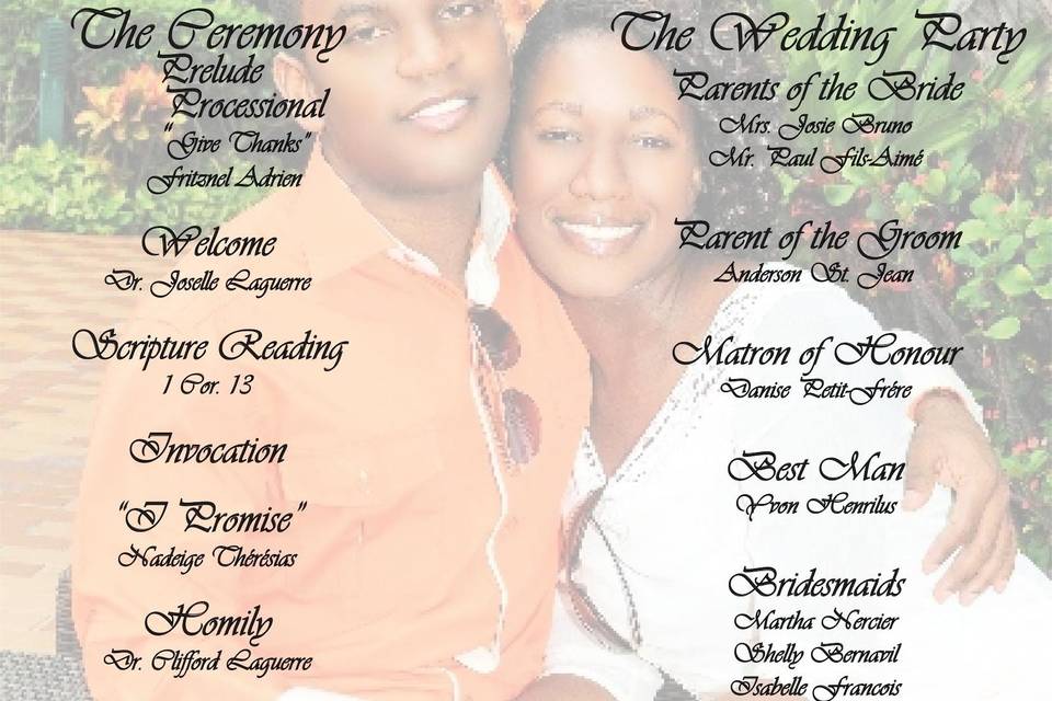 Custom wedding program.