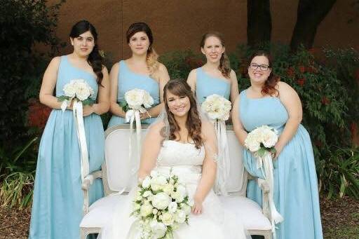 The bride with her bridesmaids