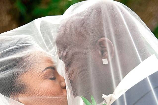 Ceremonial wedding kiss