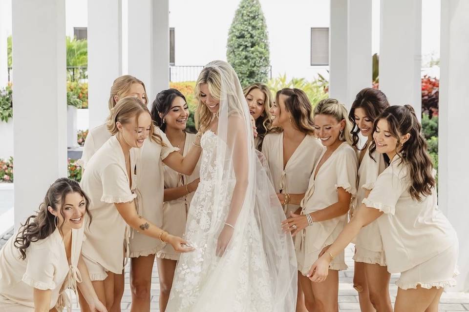 Bride and bridesmaids