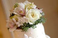 Pink and white centerpiece