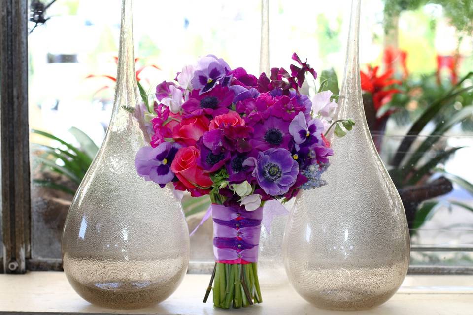 Pink and white centerpiece