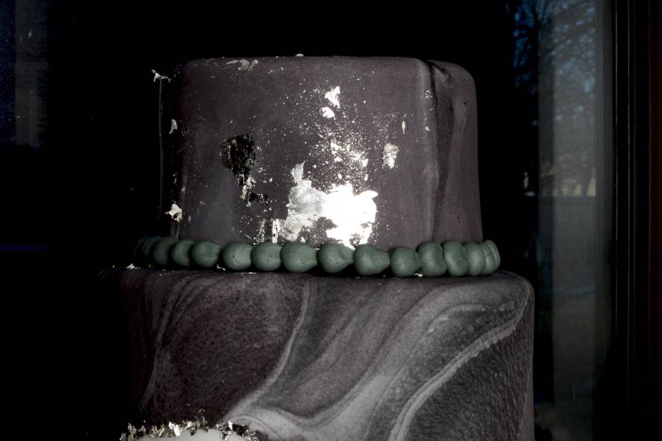 Marble Wedding Cake With Silver Accents