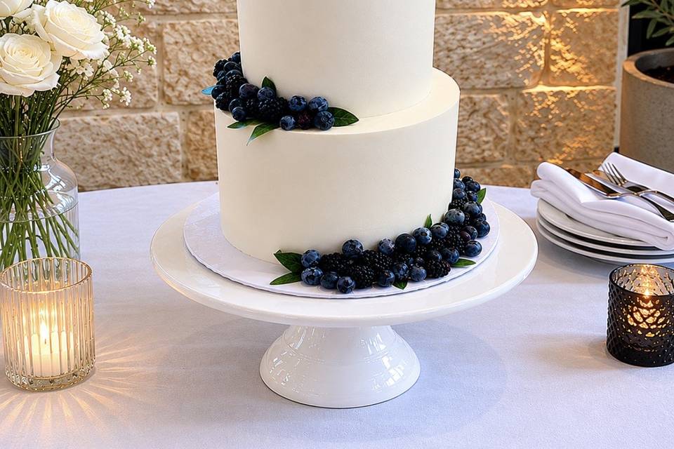 2 tiered fruit themed cake