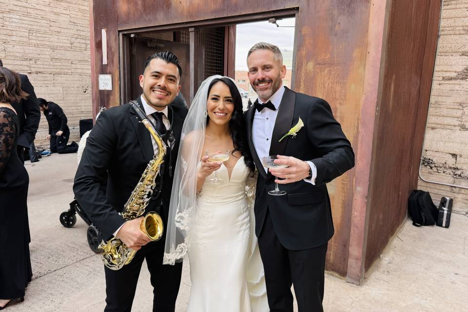 Saxophonist with Newlyweds