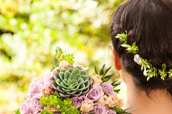 Succulents and roses