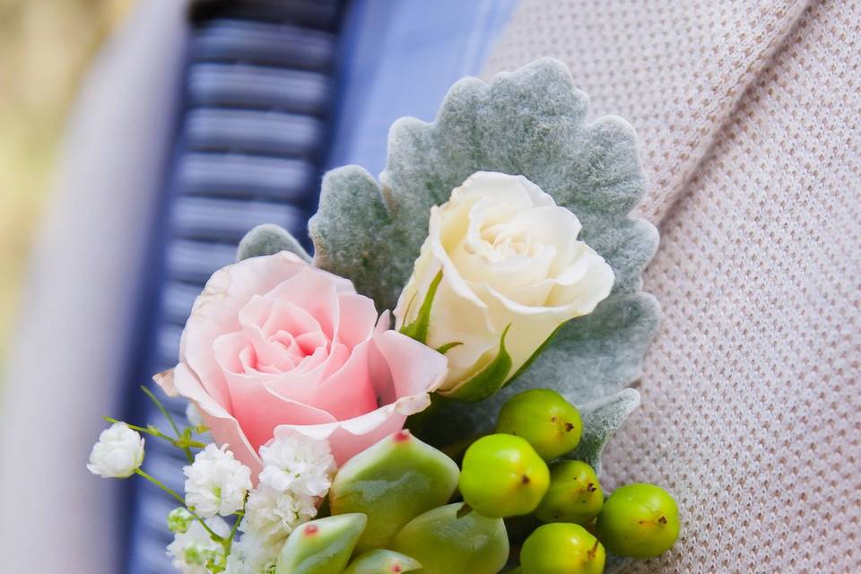 Rose and succulent boutonniere