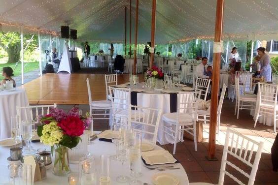 Table setup with flower centerpiece