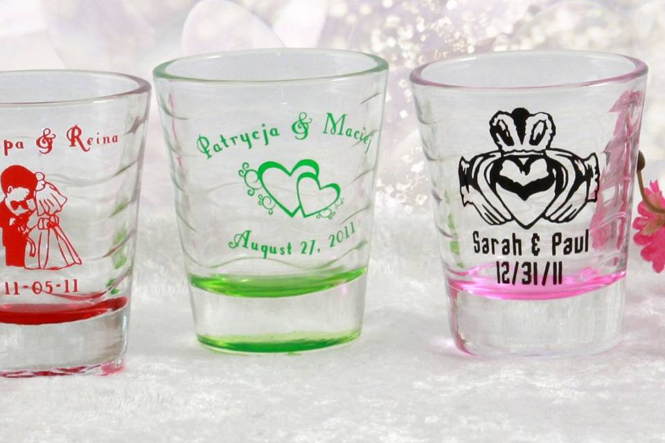 Shot Glasses Green, Pink or Red