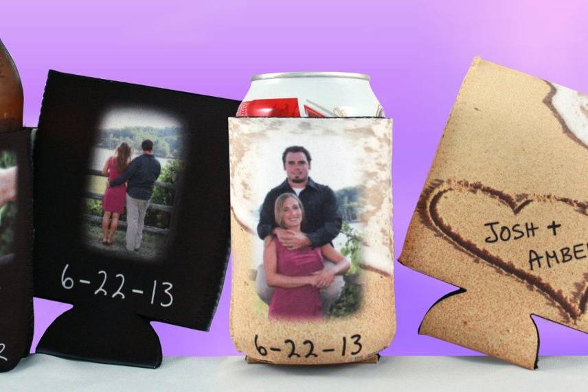Koozies make a perfect favor idea especially for beach weddings! Plus they are a gift that your guests can use over and over again!