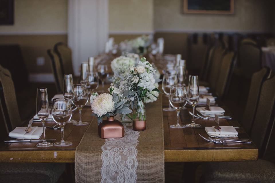 Table setup with centerpiece