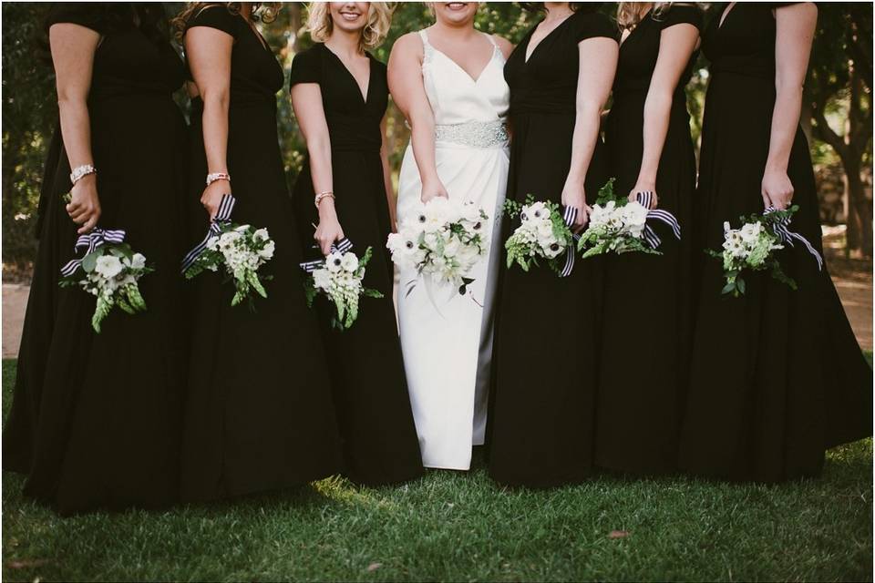 The bride with her bridesmaids