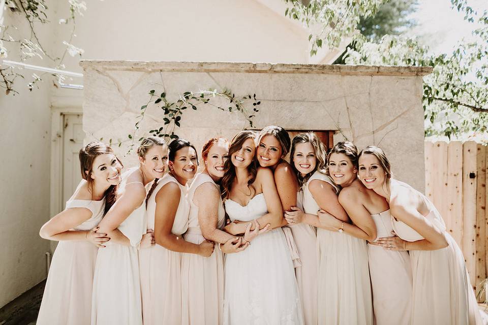 The bride with her bridesmaids