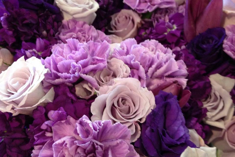 Lovely lavenders - all shades of purple with roses, lisianthus and Florigene carnations