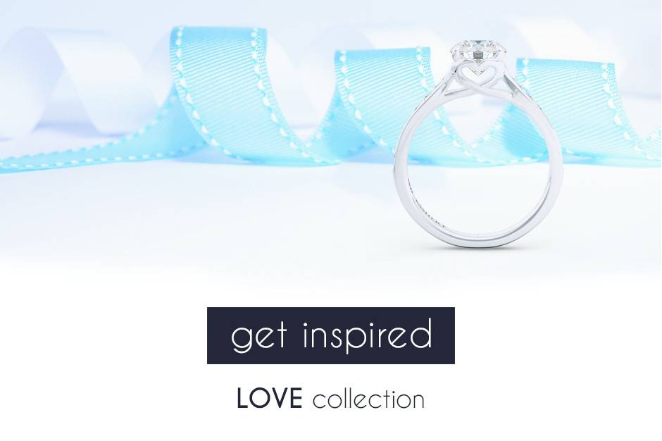 Hearts in LoveBright White Gold or PlatinumBashert's Jewelry delicately feminine Solitaire with its signature 