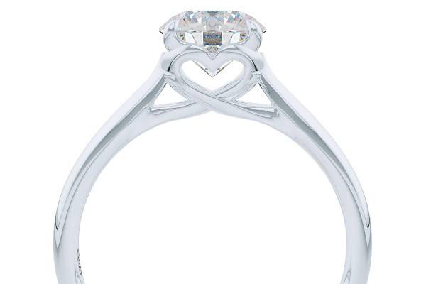 Hearts in LoveBright White Gold or PlatinumBashert's Jewelry delicately feminine Solitaire with its signature 