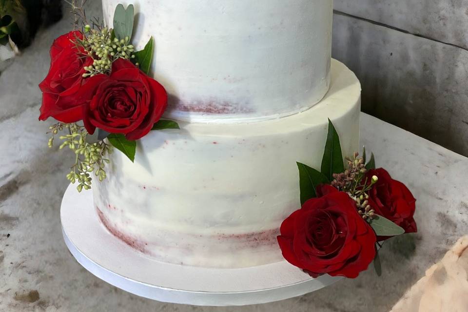 Seminaked Wedding Cake.
