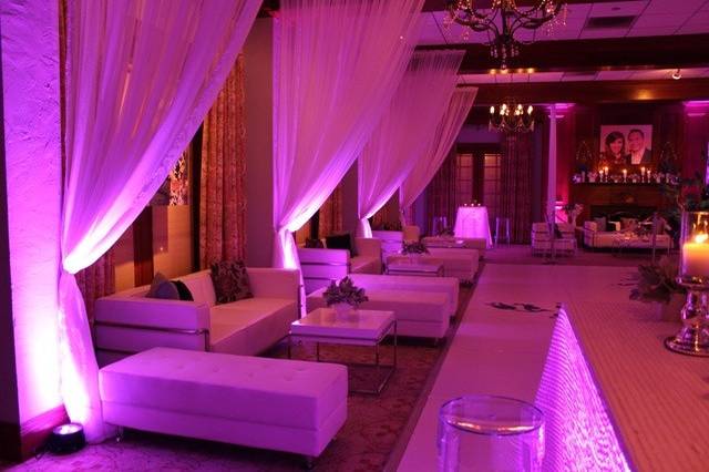 purple/pink up lighting for dancing room