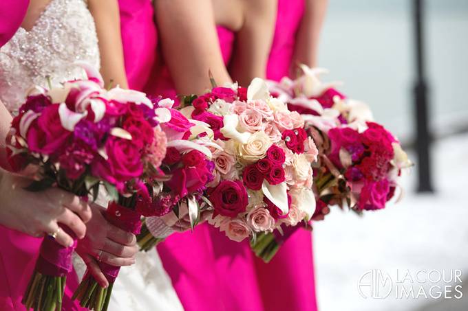 Pink and red bouquets