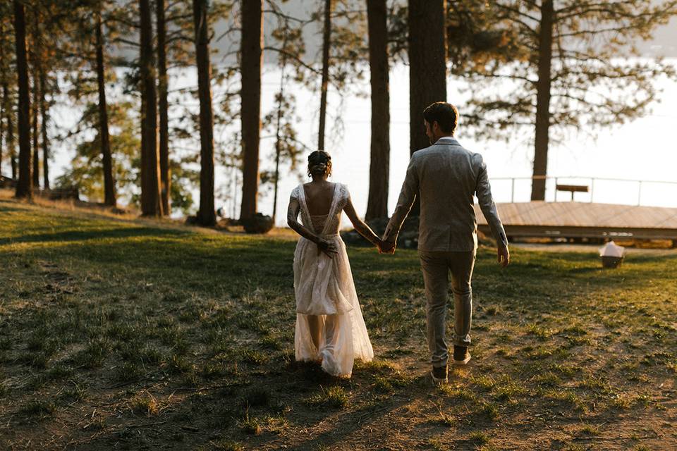 Couple holding hands