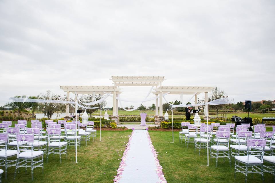 Outdoor wedding ceremony setup