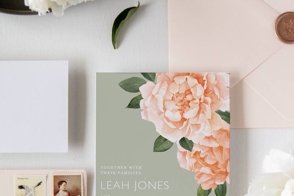 Watercolor Peonies Invite