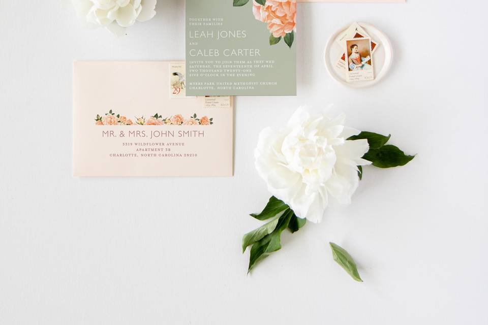 Watercolor Peonies Suite